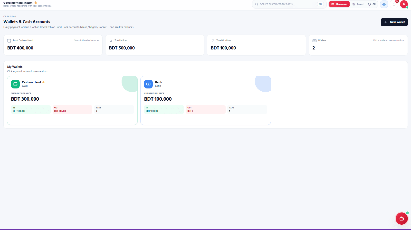 Wallets & Cash Accounts